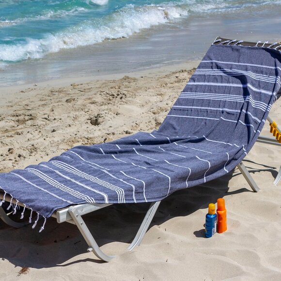 NWT Oversized Turkish Beach Towel Quick-Dry San Resistant Blue - Picture 3 of 3